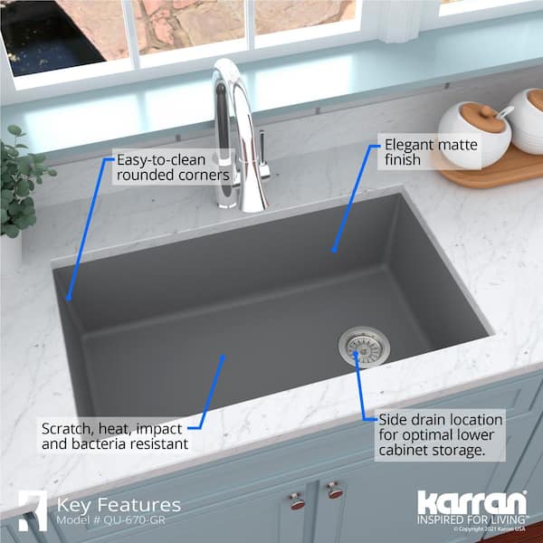Karran Undermount Quartz Composite 32 in. Single Bowl