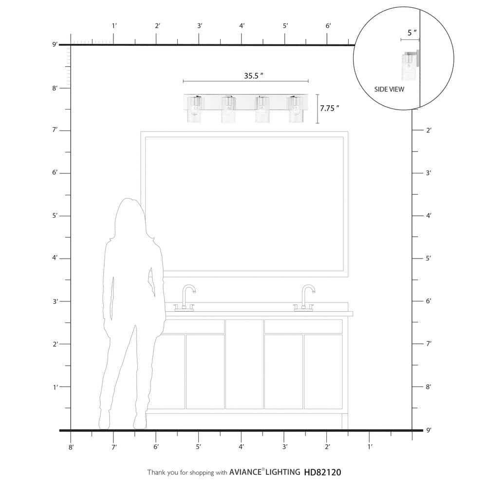 Zurich Black and Brushed Nickel 4-Light Vanity with Clear Seeded Glass