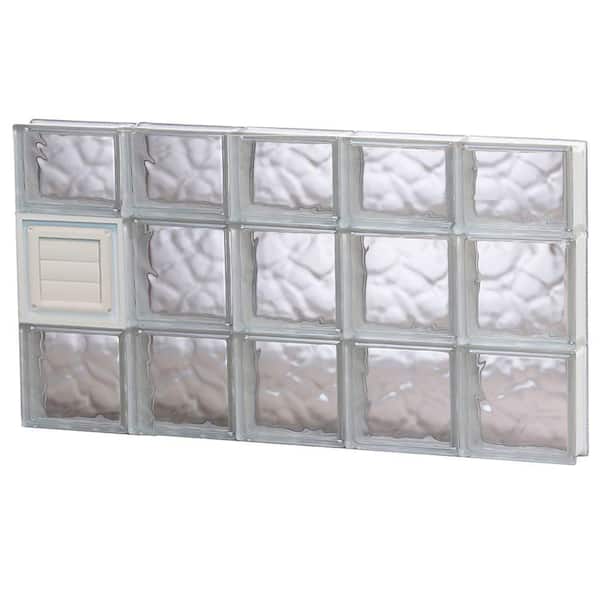 Clearly Secure 38.75 in. x 21.25 in. x 3.125 in. Frameless Wave Pattern Glass Block Window with Dryer Vent