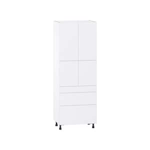 Fairhope Bright White Slab Assembled Pantry Kitchen Cabinet 4 Doors with 5 Drawers (30 in. W x 84.5 in. H x 24 in. D)