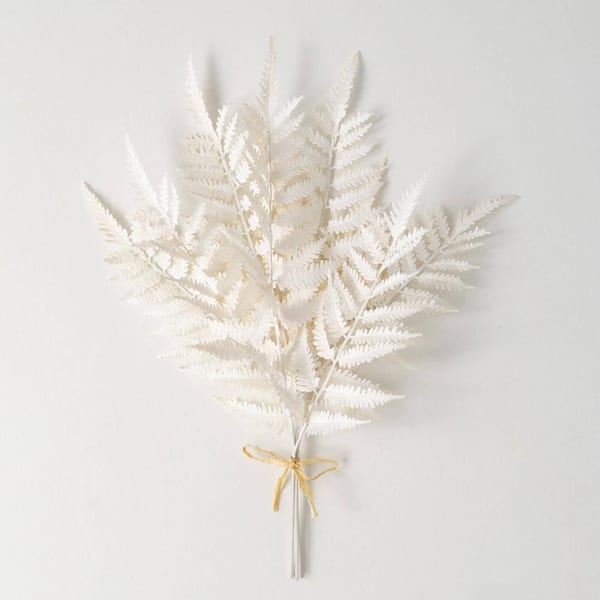 SULLIVANS 20.5 in. Artificial 20.5 in. Ivory Boston Fern Bush