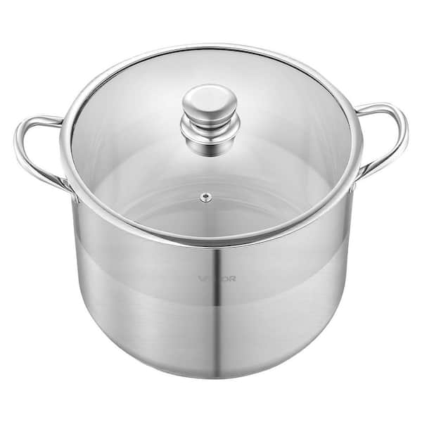 16 qt. Stainless Steel Stock Pot, Stainless Steel Stockpot with Glass Lid, Compatible with Gas Stoves, Electric Stoves