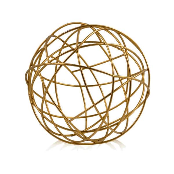 Gold 7 in. x 7 in. Round Metal Holiday