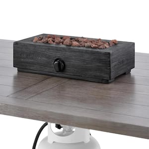 17.1 in. x 6.6 in. Rectangular Cement Gas Fire Pit Faux Wood Tabletop