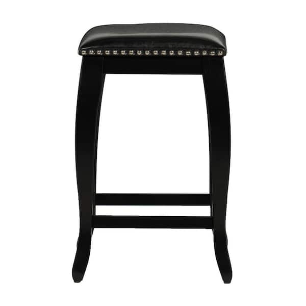 Marcus Black Square Top Counter Stool, Black Leather Top Bar Stools