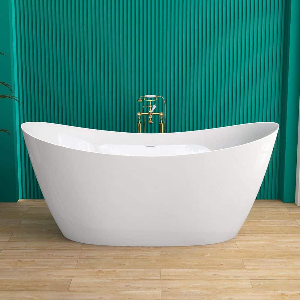 Zeafive Van 55 in. x 27.5 in. Acrylic Freestanding Soaking Bathtub ...
