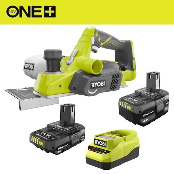 ONE+ 18V Cordless 3-1/4 in. Planer Kit with (1) 2.0 Ah Battery, (1) 4.0 Ah Battery, and Charger