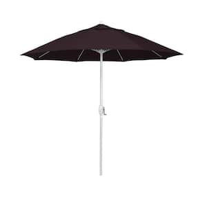 7.5 ft. Matted White Aluminum Market Patio Umbrella Fiberglass Ribs and Auto Tilt in Purple Pacifica