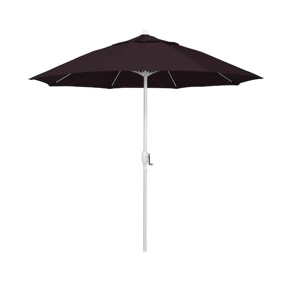 California Umbrella 7.5 ft. Matted White Aluminum Market Patio Umbrella Fiberglass Ribs and Auto Tilt in Purple Pacifica