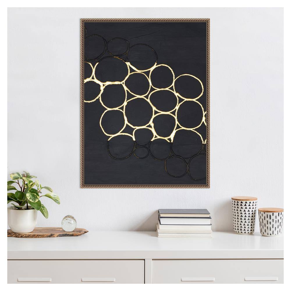 Gold Combo III Abstract Canvas Art with Bronze Frame