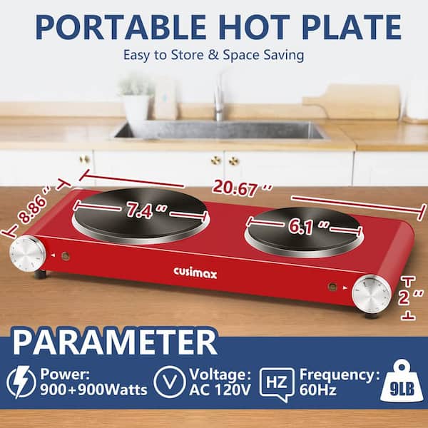 Cusimax 1800W Infrared Ceramic Electric Hot Plate for Cooking, Portabl