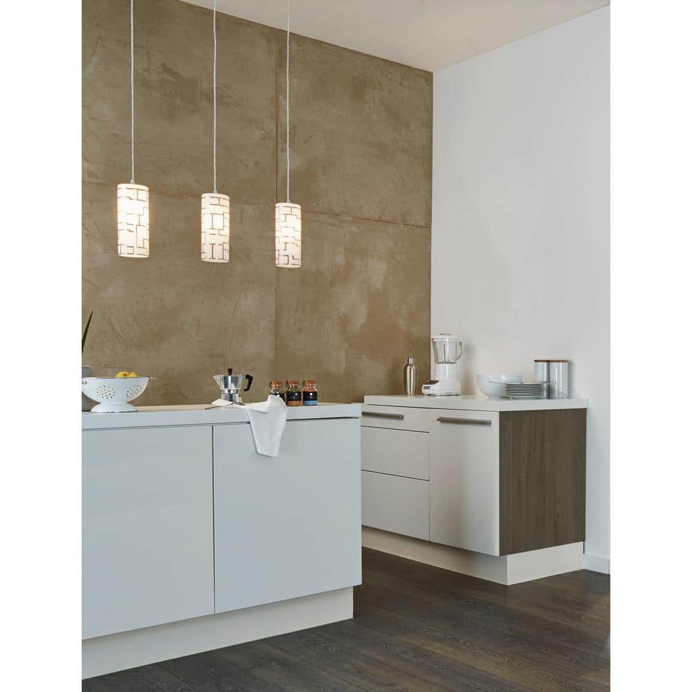 Bayman Modern Chrome and White Glass LED Island Pendant