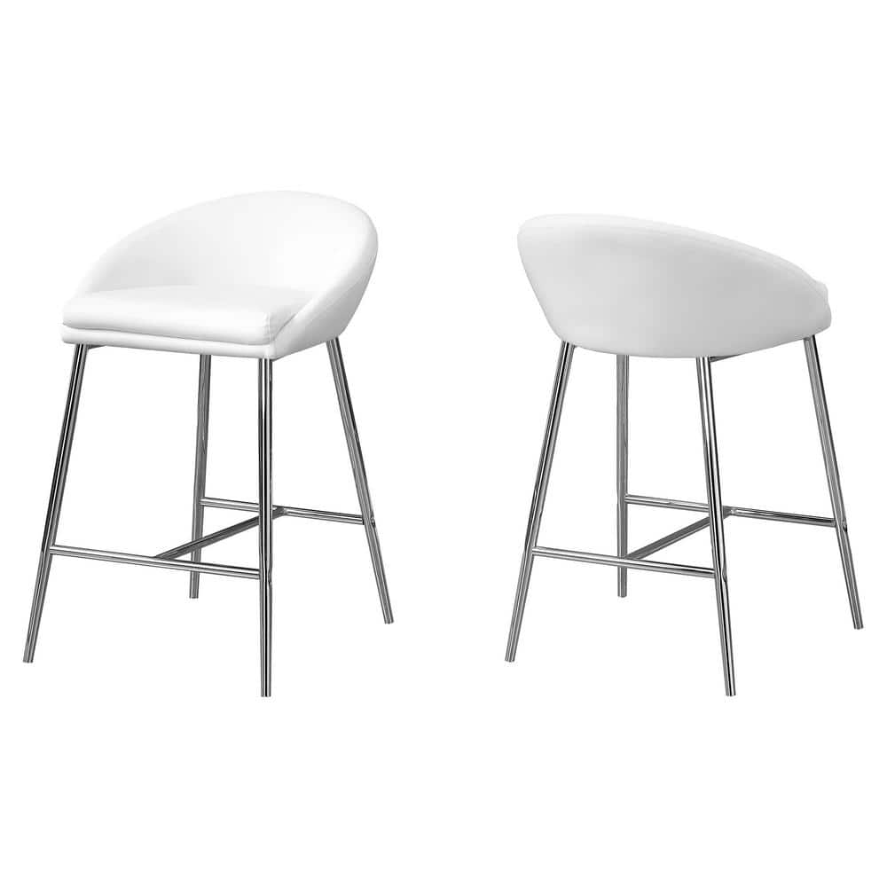 White with Chrome Base Bar Stool (2-Piece)
