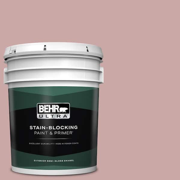 BEHR ULTRA 5 gal. #140E-3 Rose Bisque Semi-Gloss Enamel Exterior Paint & Primer