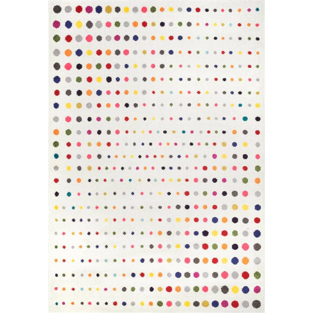 5'x8' Multicolor Polka Dot Synthetic Area Rug