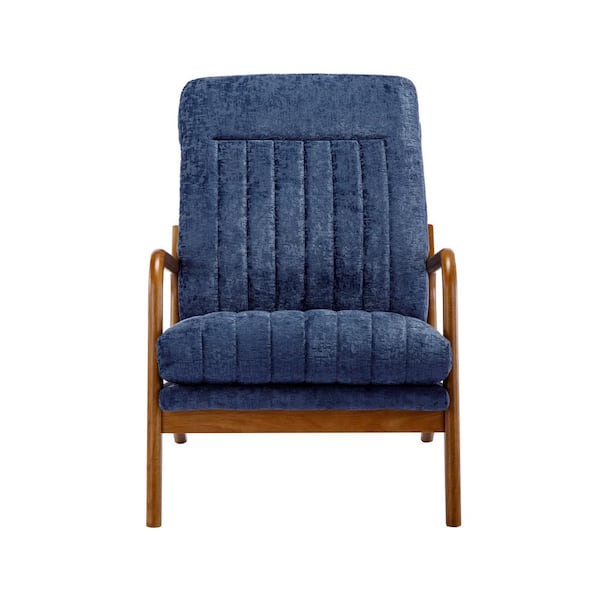 HOMEFUN Modern Mid-Century Upholstered Navy Blue Chenille Fabric Wingback Accent Chairs with Thicken Cushion
