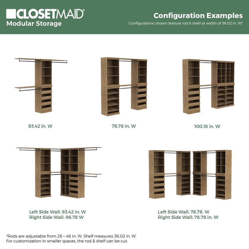 Modular Storage 36.02 in. W Sand Hang Rod and 1-Shelf Wood Closet System
