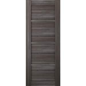 24 in. x 80 in. Nika Gray Oak Finished with Frosted Glass Solid Core Wood Composite Interior Door Slab No Bore