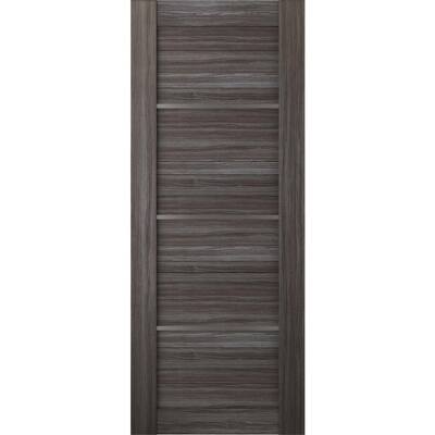32 in. x 80 in. Nika Gray Oak Finished with Frosted Glass Solid Core Wood Composite Interior Door Slab No Bore
