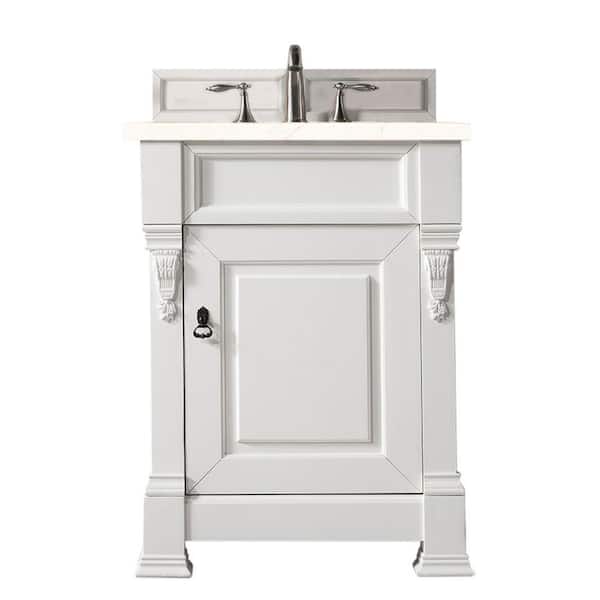 James Martin Vanities Brookfield 26 in. W x 23.5 in. D x 34.3 in. H Bath Vanity in Bright White with Eternal Marfil Quartz Top