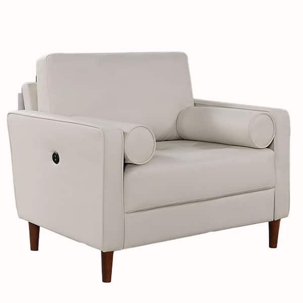Venetian Worldwide Horgen Off-White Leatherette Arm Chair