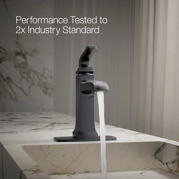 KOHLER Rubicon Single Hole Single Handle Bathroom Faucet in Matte Black