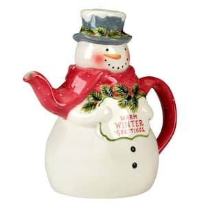 1-Cup Ceramic Snowman Greetings 3-D Teapot