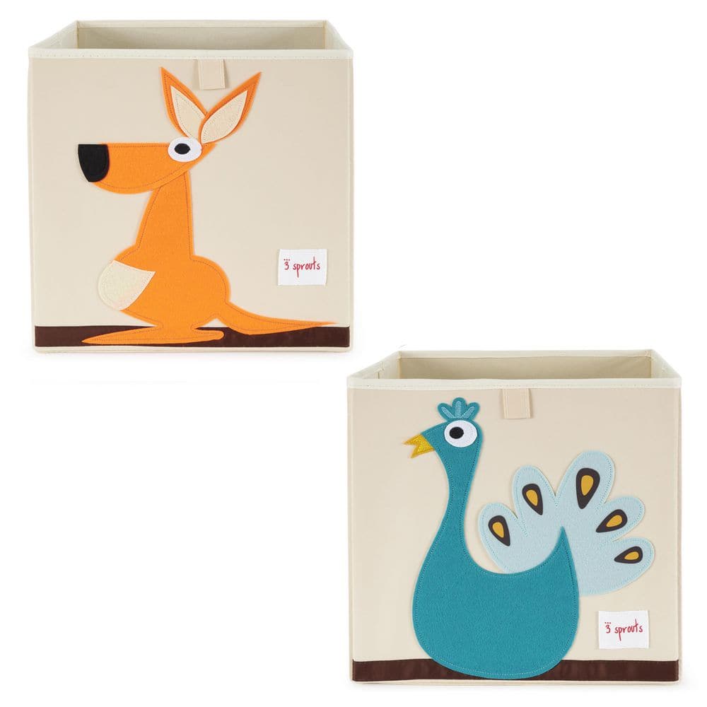 Kid's Fabric Storage Cube Box Toy Bin, Kangaroo and Peacock (2 Pack) price history on PriceWatchPro