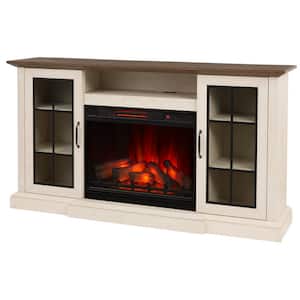 Vinegate 68 in. Freestanding Media Console Electric Fireplace in White