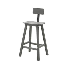 Gray Plastic HDPE Outdoor Bar Stool with Removable Back (2-Pack)