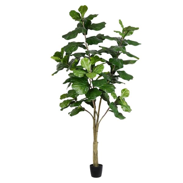 Vickerman 7 ft. Green Artificial Fiddle Leaf Everyday Tree in Pot