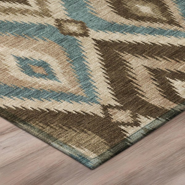 Chantille Machine Washable Indoor/Outdoor Abstract ACN3072 Coffee 8 ft. x 8 ft. Round Rug