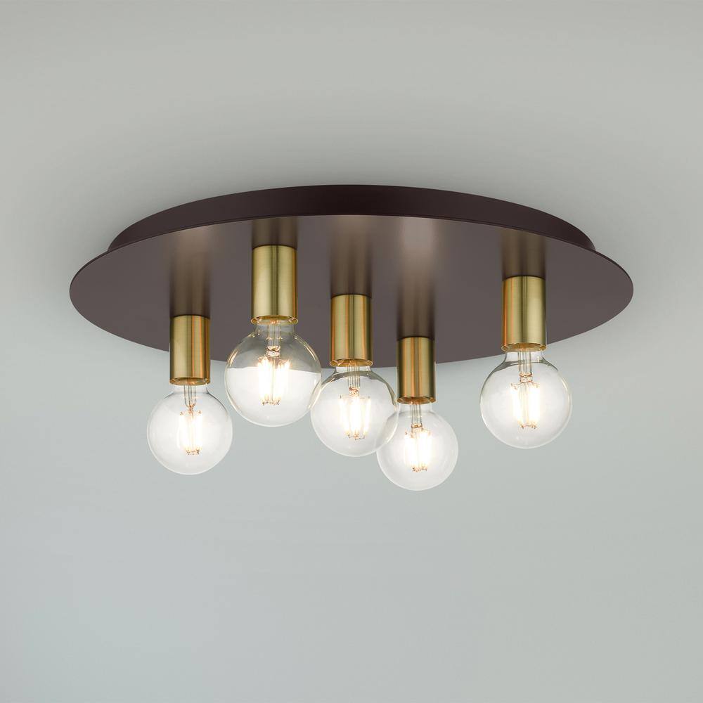 Bronze 5-Light Indoor/Outdoor Flush Mount Ceiling Fixture