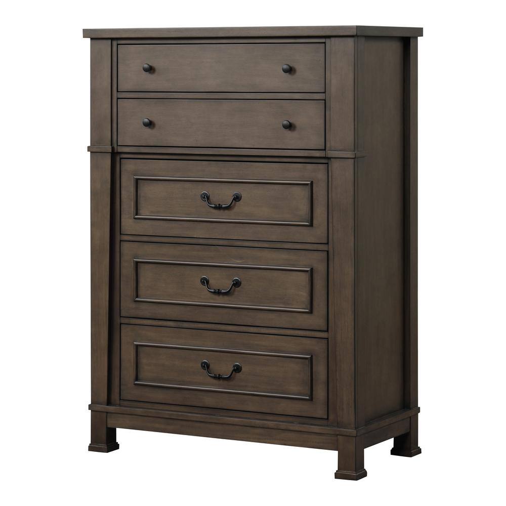 Yates Dark Walnut 5-Drawer 39 in. Chest of Drawers