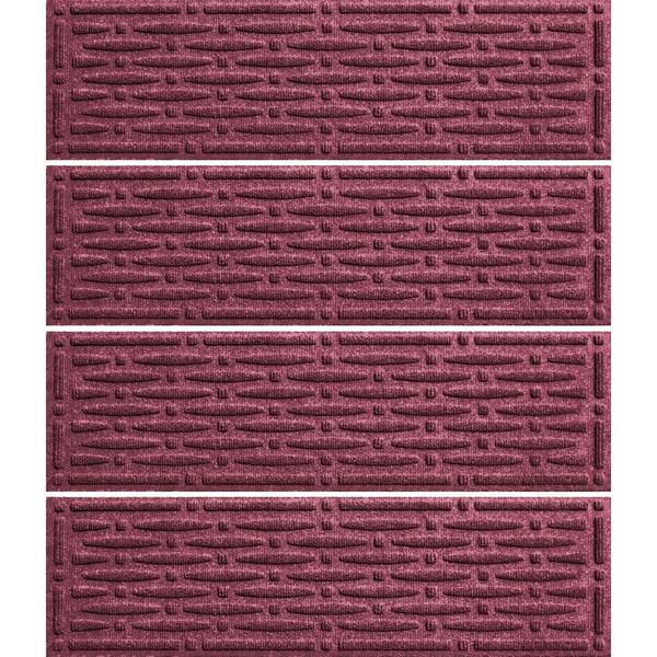 Bungalow Flooring Waterhog Mesh Bordeaux 8.5 in. x 30 in. PET Polyester Indoor Outdoor Stair Tread Cover (Set of 4)