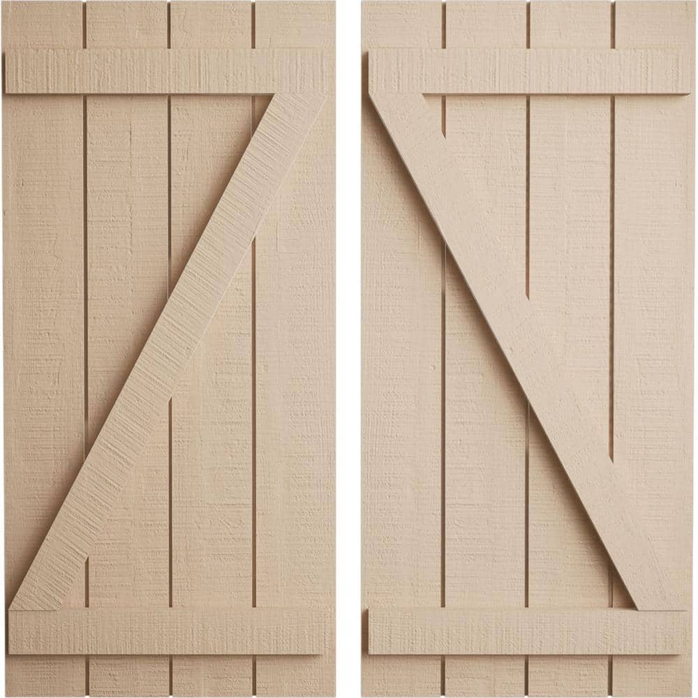 22 in. x 74 in. Timberthane Polyurethane 4-Board Joined Board-n-Batten Rough Cedar Faux Wood Shutters w/Z-Board Pair price history on PriceWatchPro