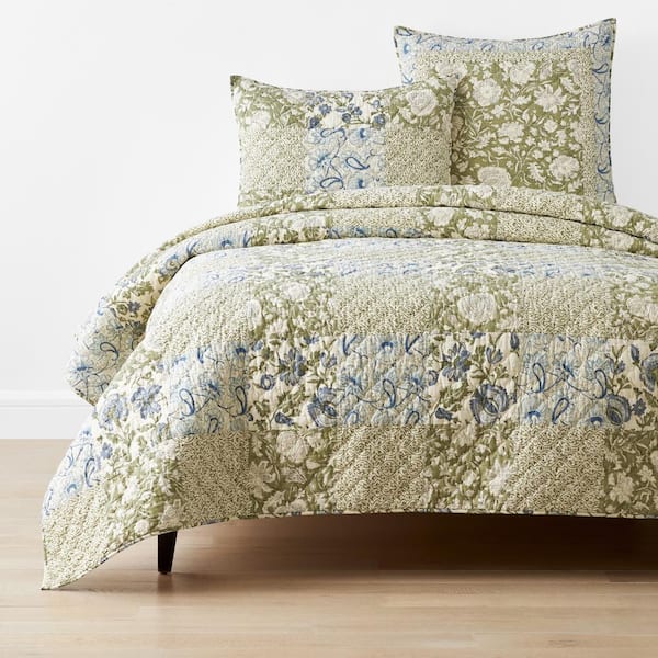 The Company Store Company Cotton Blair Patchwork Green Multi King Cotton Quilt