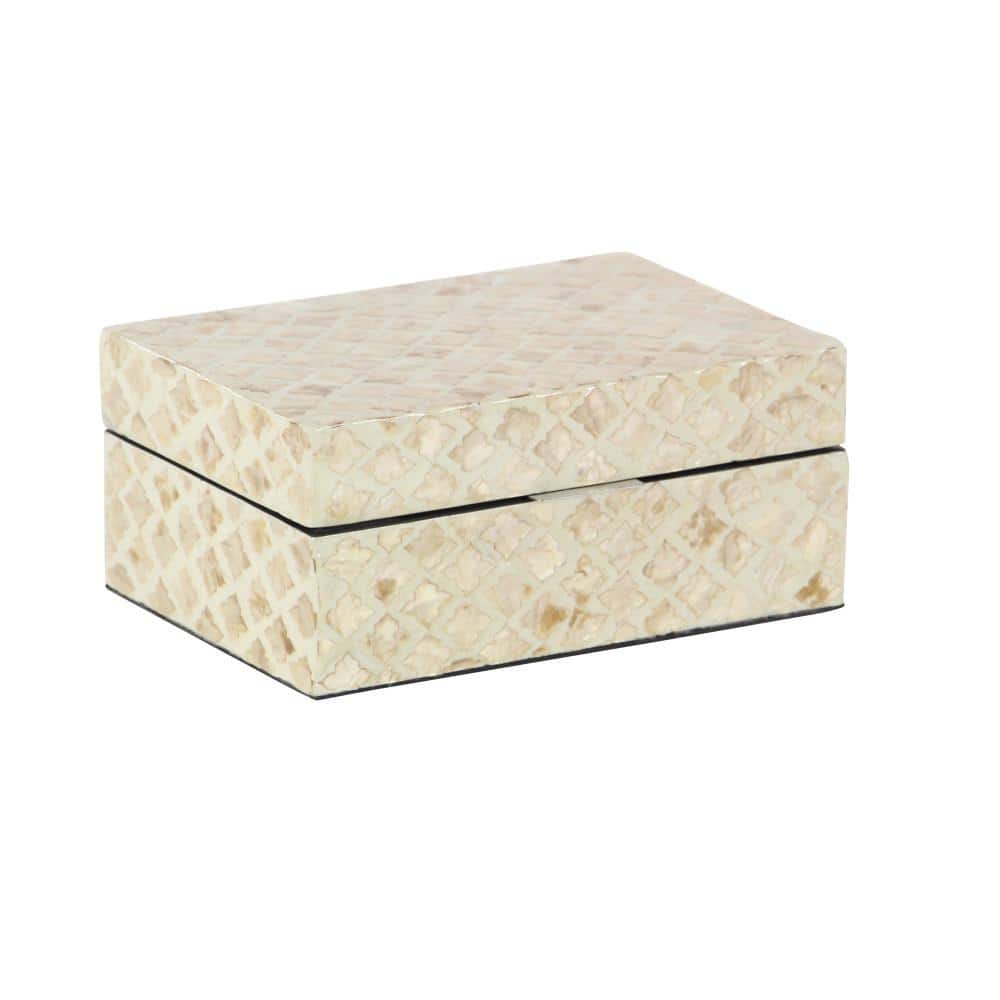 Set of 2 Cream Mother of Pearl Shell Decorative Boxes
