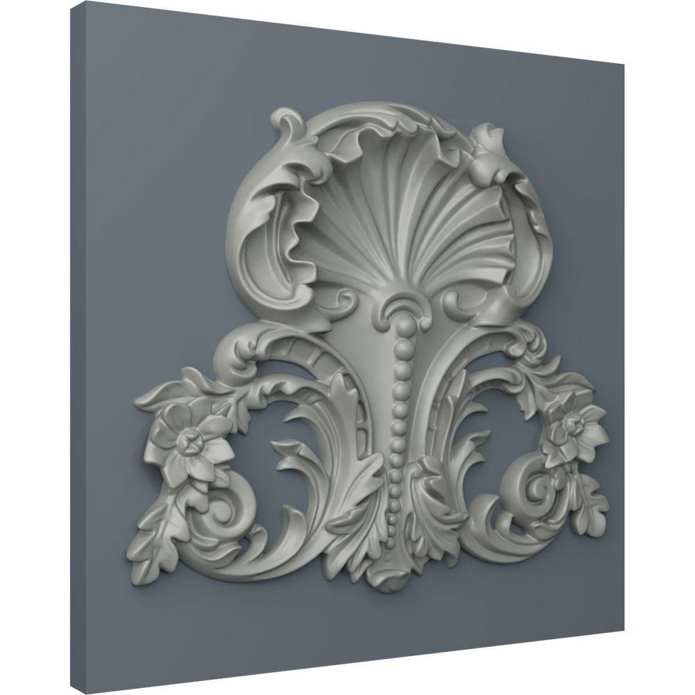White Polyurethane Shell Center Onlay Scroll 10.5'' H x 12'' W