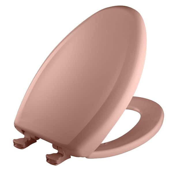 BEMIS Soft Close Elongated Plastic Closed Front Toilet Seat in Wild Rose Removes for Easy Cleaning and Never Loosens