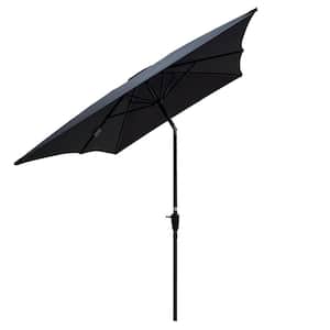 6 ft. x 9 ft. Steel Market Solar Patio Umbrella with Crank and Push Button Tilt in Anthracite