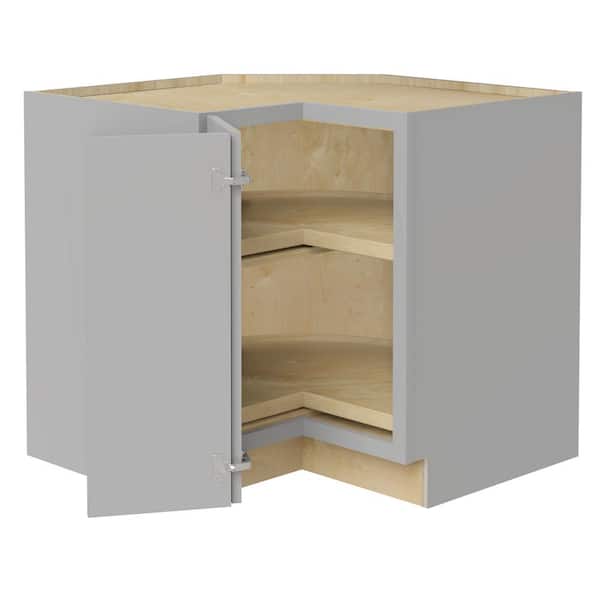 Grayson 36 in. W x 24 in. D x 34.5 in. H Assembled Plywood Corner Lazy Susan Base Kitchen Cabinet in Pearl Gray LH