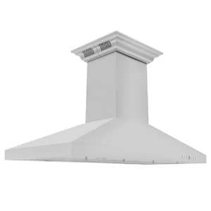 48 in. 400 CFM Ducted Island Mount Range Hood with Built-In CrownSound Bluetooth Speakers in Stainless Steel
