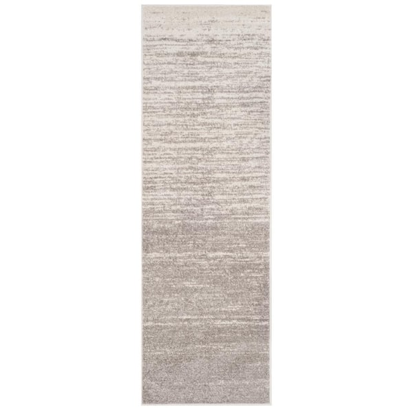 Adirondack Light Gray/Gray Solid Color 2 ft. x 10 ft. Striped Runner Rug