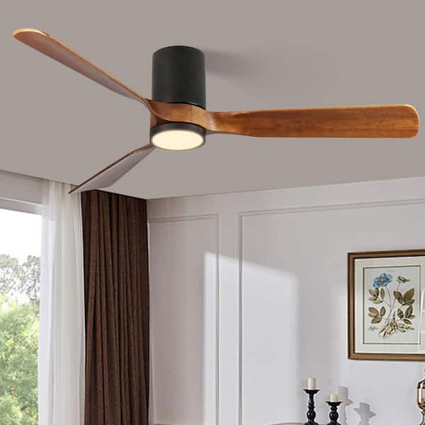 42 in. Indoor Black Solid Wood 6-Speeds Remote Ceiling Fan with APP 3-Colors Dimmable LED Light and Reversible DC Motor