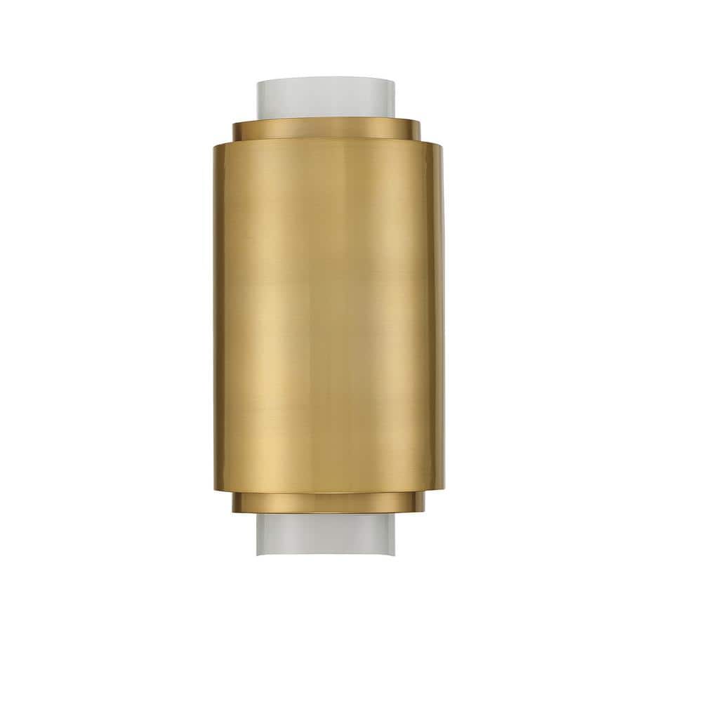 Beacon Modern Burnished Brass 2-Light Wall Sconce with Frosted Glass