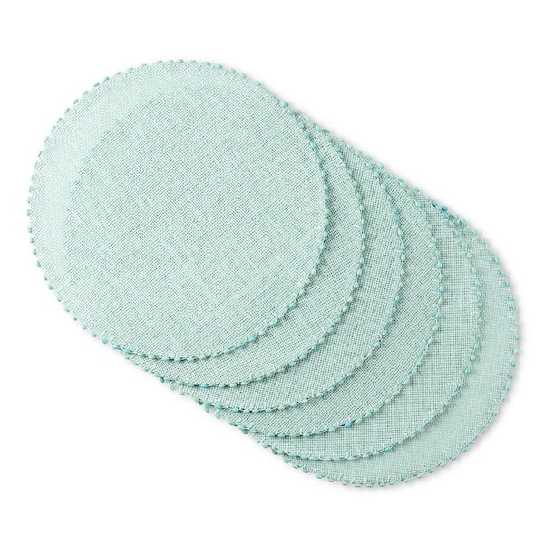 15 in Round Woven Vinyl Placemats Set of 4, Modern Non-Slip