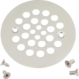 4.25 in. W x 4.25 in. D Silvery Shower Strainer Drain Trim Set, Screw in Shower Strainer Drain Cover
