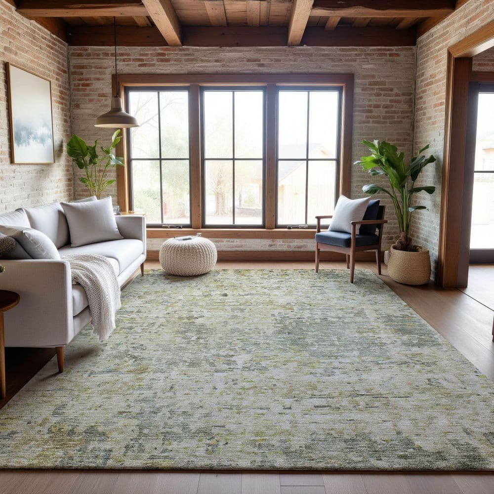 Mayfield Premium Machine Washable Abstract AMF1128 Sage 10 ft. x 14 ft. Area Rug price history on PriceWatchPro