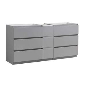 Lazzaro 72 in. Modern Double Bath Vanity Cabinet Only in Gray